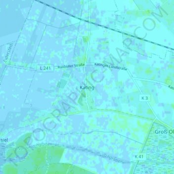 Topografische kaart Kating, hoogte, reliëf