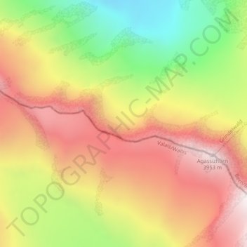 Topografische kaart Berner Alpen, hoogte, reliëf
