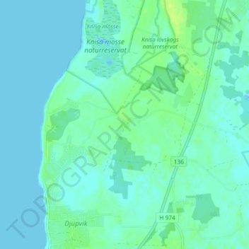 Topografische kaart Lofta, hoogte, reliëf