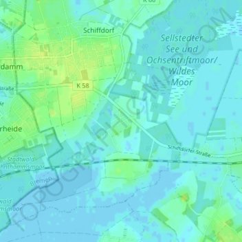 Topografische kaart Friedheim, hoogte, reliëf