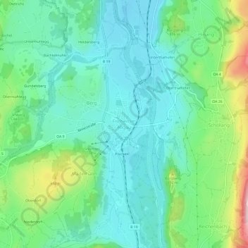 Topografische kaart Fischen im Allgäu, hoogte, reliëf