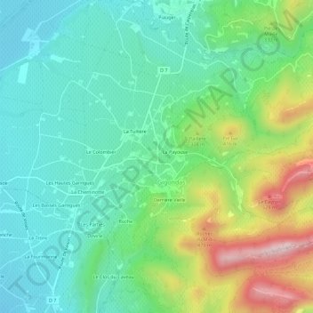 Topografische kaart Charençon, hoogte, reliëf