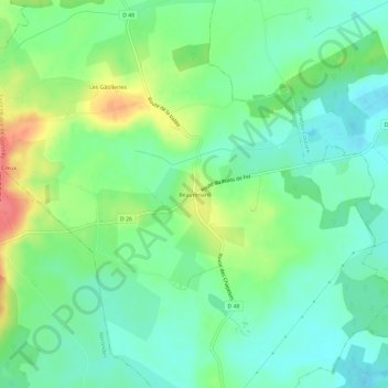 Topografische kaart Beaurenard, hoogte, reliëf