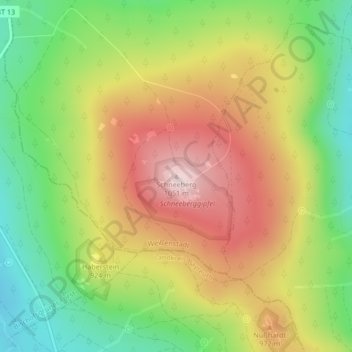 Topografische kaart Schneeberg, hoogte, reliëf