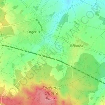 Topografische kaart Le Moutier, hoogte, reliëf