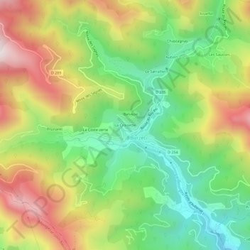 Topografische kaart La Croisette, hoogte, reliëf