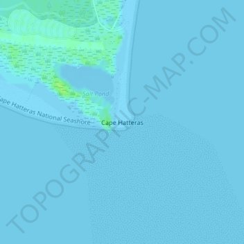 Topografische kaart Cape Hatteras, hoogte, reliëf