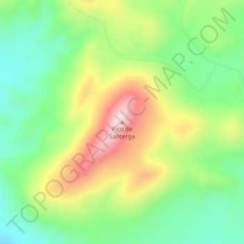 Topografische kaart Pico de Santerga, hoogte, reliëf