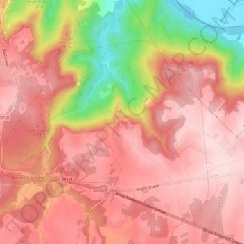 Topografische kaart Chia, hoogte, reliëf