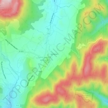 Topografische kaart Le Vignal, hoogte, reliëf