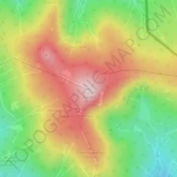 Topografische kaart Großer Rachel, hoogte, reliëf