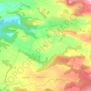 Topografische kaart Eragne, hoogte, reliëf