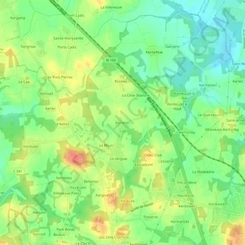 Topografische kaart Kerlaren, hoogte, reliëf