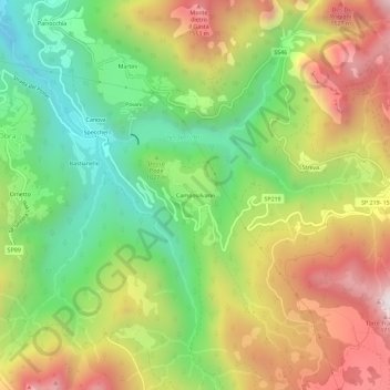 Topografische kaart Camposilvano, hoogte, reliëf