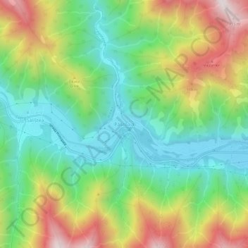 Topografische kaart Păscoaia, hoogte, reliëf