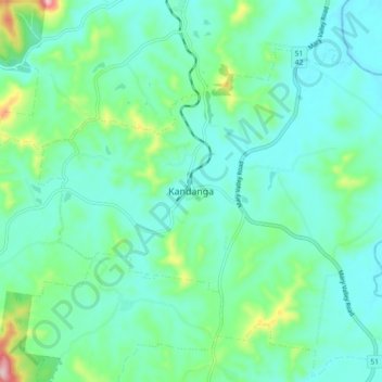 Topografische kaart Kandanga, hoogte, reliëf