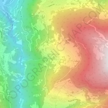 Topografische kaart Vernamiège, hoogte, reliëf