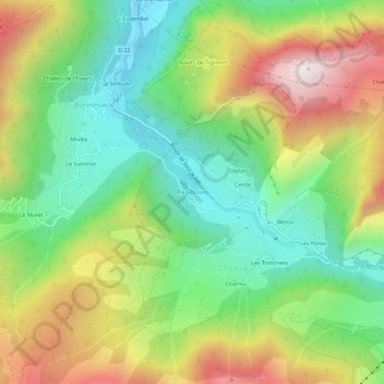 Topografische kaart Plan Drozin, hoogte, reliëf