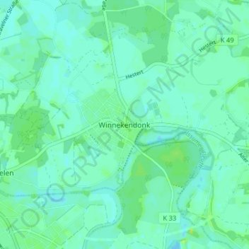 Topografische kaart Winnekendonk, hoogte, reliëf