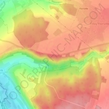 Topografische kaart Mont d'Ortie, hoogte, reliëf