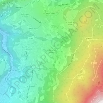 Topografische kaart Hameau des Bonnets, hoogte, reliëf