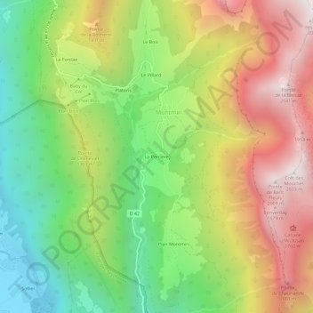 Topografische kaart La Perrière, hoogte, reliëf