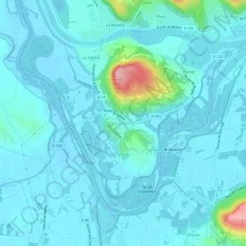 Topografische kaart Cordon, hoogte, reliëf