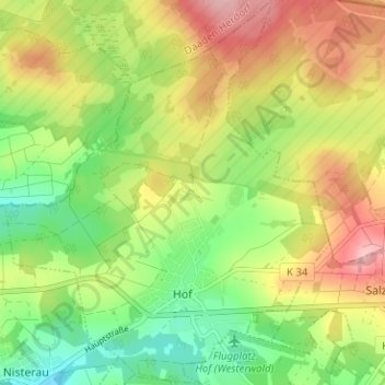 Topografische kaart Höh, hoogte, reliëf