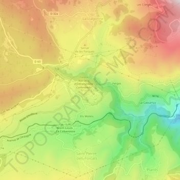 Topografische kaart Mont-Louis, hoogte, reliëf