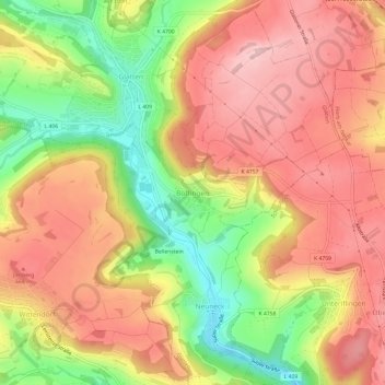 Topografische kaart Böffingen, hoogte, reliëf