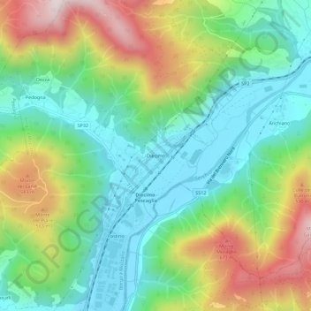 Topografische kaart Diecimo, hoogte, reliëf