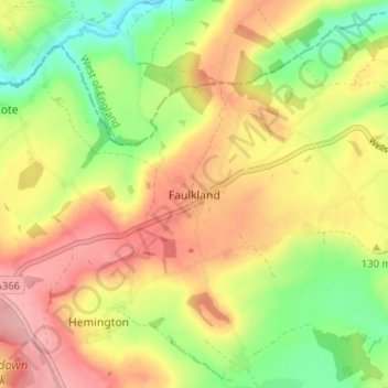 Topografische kaart Faulkland, hoogte, reliëf