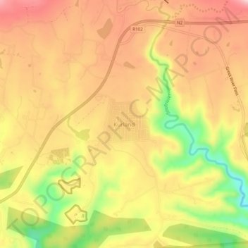 Topografische kaart Kurland, hoogte, reliëf