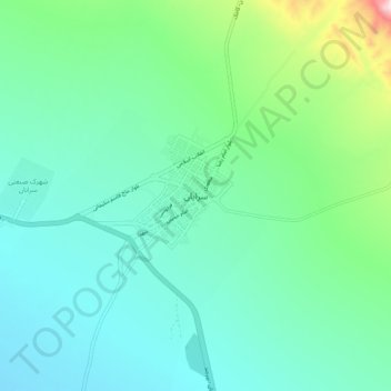 Topografische kaart Sarayan, hoogte, reliëf