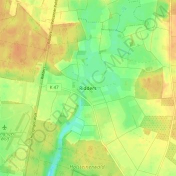 Topografische kaart Ridders, hoogte, reliëf