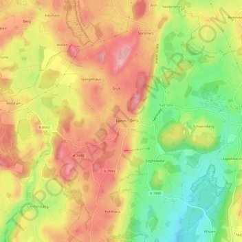 Topografische kaart Riefen, hoogte, reliëf