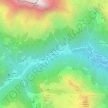 Topografische kaart Chiareggio, hoogte, reliëf