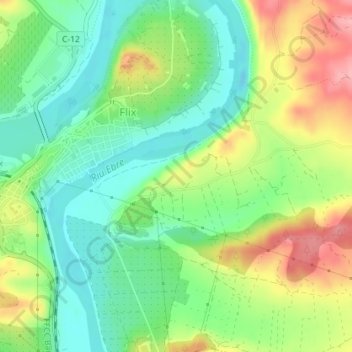 Topografische kaart Castellons, hoogte, reliëf