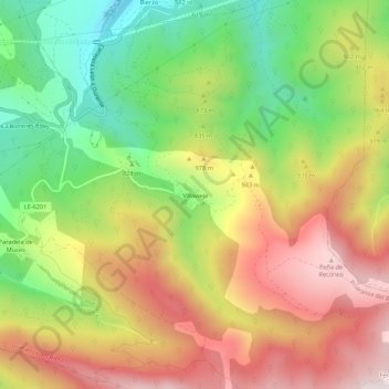 Topografische kaart Villavieja, hoogte, reliëf