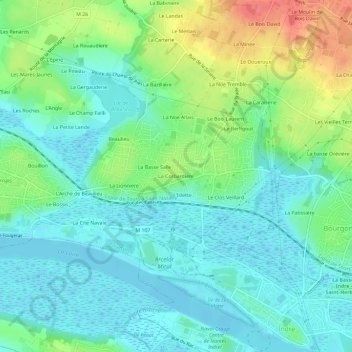 Topografische kaart La Corbardiere, hoogte, reliëf
