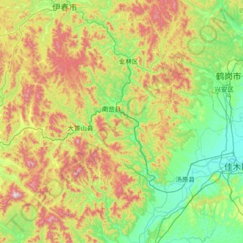 Topografische kaart 南岔县, hoogte, reliëf