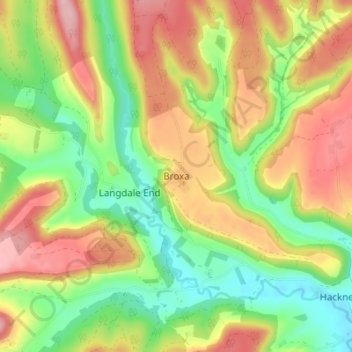 Topografische kaart Broxa, hoogte, reliëf