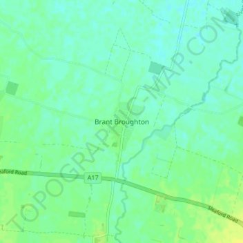 Topografische kaart Brant Broughton, hoogte, reliëf