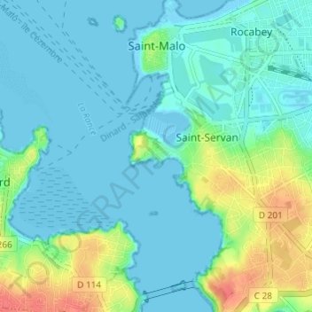 Topografische kaart Alet, hoogte, reliëf