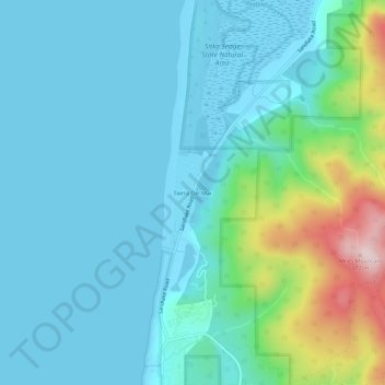 Topografische kaart Tierra Del Mar, hoogte, reliëf