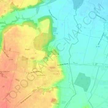 Topografische kaart Les Casteras, hoogte, reliëf