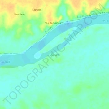 Topografische kaart Caracarai, hoogte, reliëf