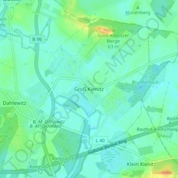 Topografische kaart Groß Kienitz, hoogte, reliëf