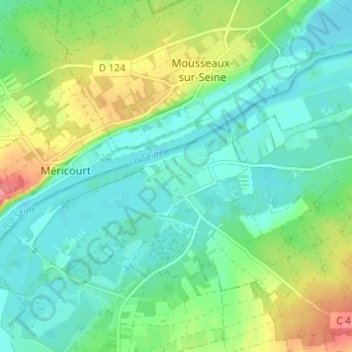 Topografische kaart Sandrancourt, hoogte, reliëf