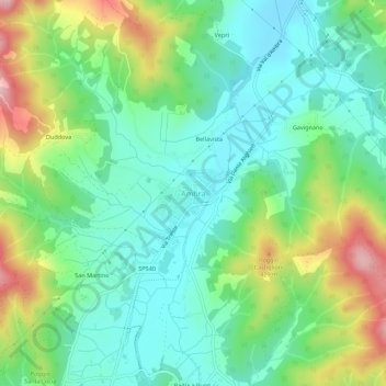 Topografische kaart Ambra, hoogte, reliëf